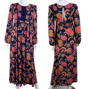 JAASE Women Size S Floral Maxi Dress Long Sleeve Balloon Boho Peasant Festival